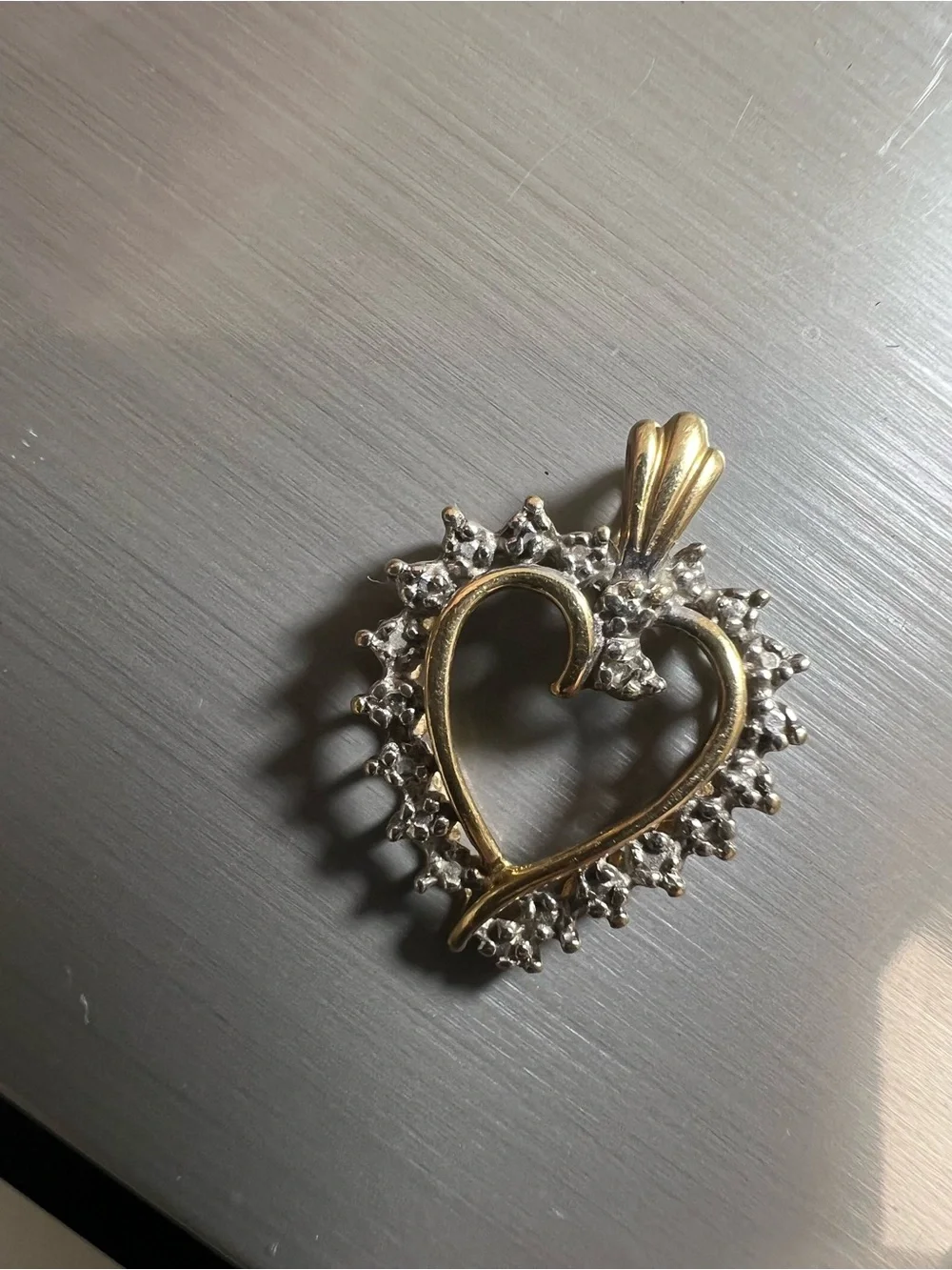 Classic 10K Gold Two-Tone Heart Pendant